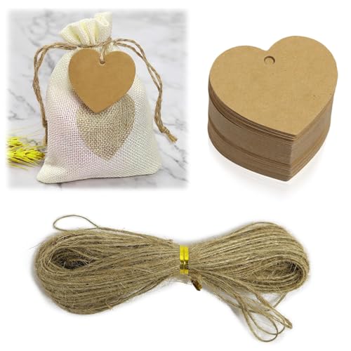 KUEEA Herz Geschenkanhänger 100 Stück – Kraftpapier Etiketten mit 20m Juteschnur für Hochzeit, Weihnachten, Geburtstagsgeschenke & DIY Bastelprojekte KUEEA Herz Geschenkanhänger 100 Stück – Kraftpapier Etiketten mit 20m Juteschnur für Hochzeit, Weihnachten, Geburtstagsgeschenke & DIY Bastelprojekte von KUEEA