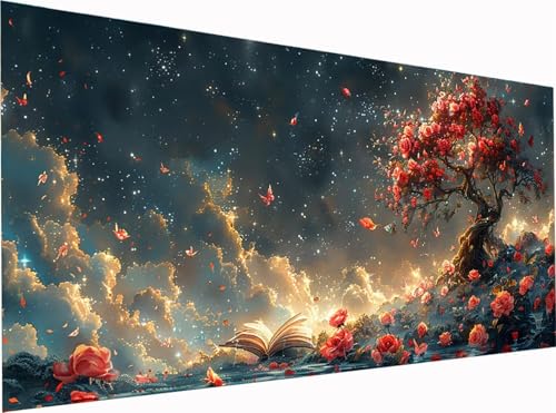 5D Diamond Painting Baum Diamond Painting Erwachsene Groß XXL 90x45cm, DIY Blume Stickerei Cross Stickerei Set, Diamant Malerei Bastelset Erwachsene, Mosaikherstellung, für Deko Wohnzimmer 5-5268 von KUEGDUNG