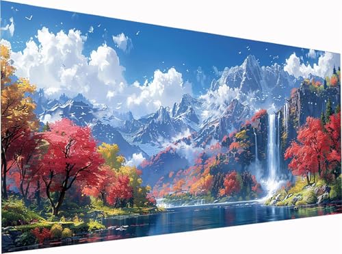 5D Diamond Painting Berg Diamond Painting Erwachsene Groß XXL 300x100cm, DIY Landschaft Stickerei Cross Stickerei Set, Diamant Malerei Bastelset Erwachsene, für Deko Wohnzimmer Geschenke 1-8317 von KUEGDUNG