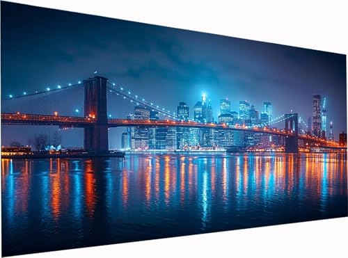 5D Diamond Painting Brooklyn Bridge Diamond Painting Erwachsene Groß XXL 300x100cm, DIY Nachtansicht Stickerei Cross Stickerei Set, Diamant Malerei Bastelset Erwachsene, für Deko Wohnzimmer G-1833 5D Diamond Painting Brooklyn Bridge Diamond Painting Erwachsene Groß XXL 300x100cm, DIY Nachtansicht Stickerei Cross Stickerei Set, Diamant Malerei Bastelset Erwachsene, für Deko Wohnzimmer G-1833 von KUEGDUNG