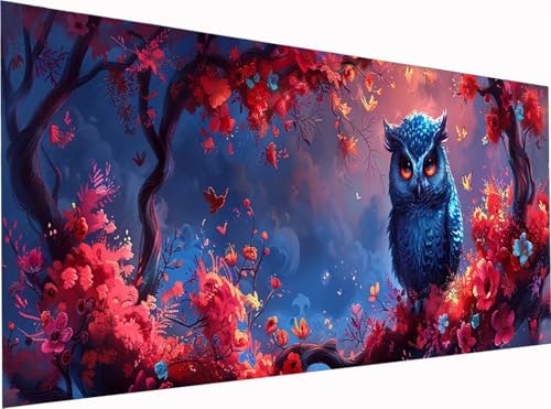 5D Diamond Painting Eule Diamond Painting Erwachsene Groß XXL 300x100cm, DIY Blume Stickerei Cross Stickerei Set, Diamant Malerei Bastelset Erwachsene, Mosaikherstellung, für Deko Wohnzimmer 2-6803 von KUEGDUNG