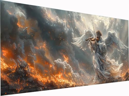 5D Diamond Painting Frau Diamond Painting Erwachsene Groß XXL 300x100cm, DIY Violine Stickerei Cross Stickerei Set, Diamant Malerei Bastelset Erwachsene, Mosaikherstellung, für Deko Wohnzimmer 5-4006 von KUEGDUNG