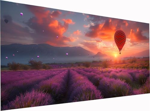 5D Diamond Painting HeißLuftballon Diamond Painting Erwachsene Groß XXL 300x100cm, DIY Sonnenuntergang Stickerei Cross Stickerei Set, Diamant Malerei Bastelset Erwachsene, für Deko Wohnzimmer U-7512 von KUEGDUNG