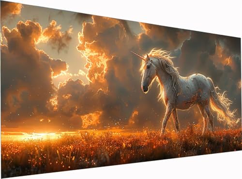 5D Diamond Painting Horse Diamond Painting Erwachsene Groß XXL 300x100cm, DIY Sonnenuntergang Stickerei Cross Stickerei Set, Diamant Malerei Bastelset Erwachsene, für Deko Wohnzimmer Geschenke 8-7656 von KUEGDUNG