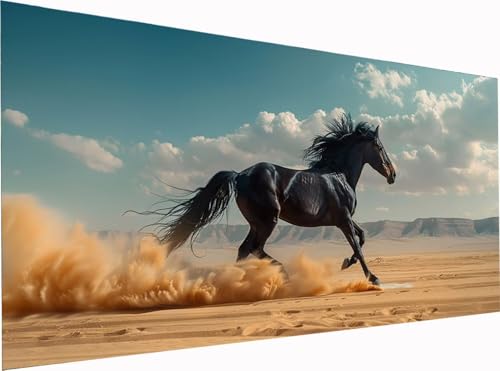 5D Diamond Painting Horse Diamond Painting Erwachsene Groß XXL 300x100cm, DIY WüSte Stickerei Cross Stickerei Set, Diamant Malerei Bastelset Erwachsene, Mosaikherstellung, für Deko Wohnzimmer 8-4475 von KUEGDUNG