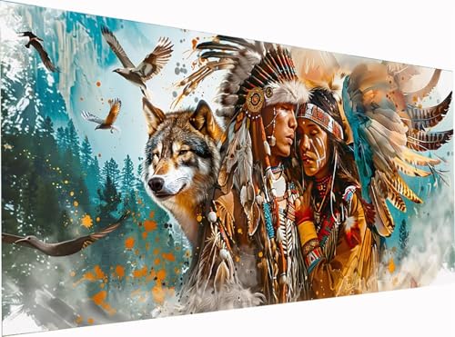 5D Diamond Painting Indianer Diamond Painting Erwachsene Groß XXL 300x100cm, DIY Wolf Stickerei Cross Stickerei Set, Diamant Malerei Bastelset Erwachsene, Mosaikherstellung, für Deko Wohnzimmer 8-1072 5D Diamond Painting Indianer Diamond Painting Erwachsene Groß XXL 300x100cm, DIY Wolf Stickerei Cross Stickerei Set, Diamant Malerei Bastelset Erwachsene, Mosaikherstellung, für Deko Wohnzimmer 8-1072 von KUEGDUNG