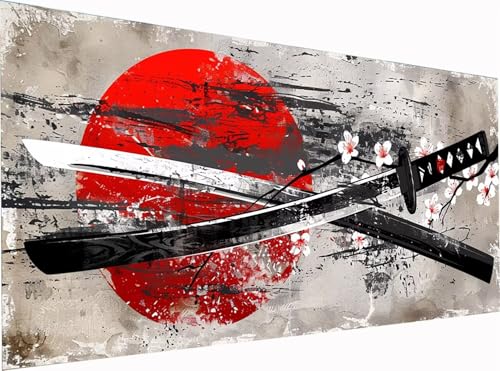 5D Diamond Painting Katana Diamond Painting Erwachsene Groß XXL 60x30cm, DIY Blume Stickerei Cross Stickerei Set, Diamant Malerei Bastelset Erwachsene, Mosaikherstellung, für Deko Wohnzimmer 1-2775 5D Diamond Painting Katana Diamond Painting Erwachsene Groß XXL 60x30cm, DIY Blume Stickerei Cross Stickerei Set, Diamant Malerei Bastelset Erwachsene, Mosaikherstellung, für Deko Wohnzimmer 1-2775 von KUEGDUNG