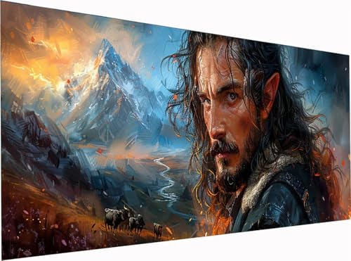 5D Diamond Painting Mann Diamond Painting Erwachsene Groß XXL 300x100cm, DIY Berg Stickerei Cross Stickerei Set, Diamant Malerei Bastelset Erwachsene, Mosaikherstellung, für Deko Wohnzimmer C-8243 von KUEGDUNG