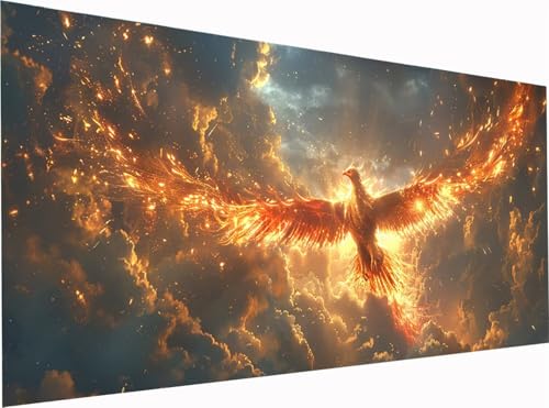 5D Diamond Painting PhöNix Diamond Painting Erwachsene Groß XXL 300x100cm, DIY Flamme Stickerei Cross Stickerei Set, Diamant Malerei Bastelset Erwachsene, Mosaikherstellung, für Deko Wohnzimmer X-4863 von KUEGDUNG