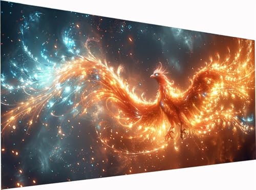 5D Diamond Painting PhöNix Diamond Painting Erwachsene Groß XXL 300x100cm, DIY Vogel Stickerei Cross Stickerei Set, Diamant Malerei Bastelset Erwachsene, Mosaikherstellung, für Deko Wohnzimmer F-4267 von KUEGDUNG
