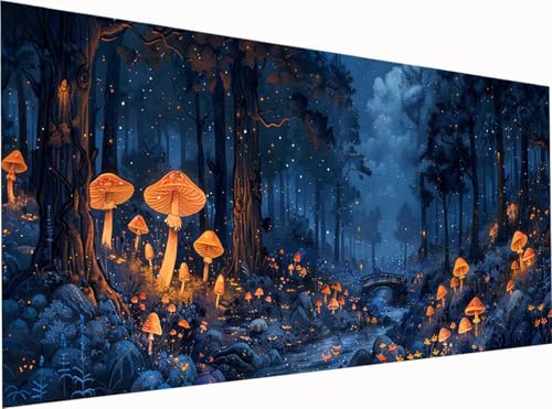 5D Diamond Painting Pilz Diamond Painting Erwachsene Groß XXL 80x40cm, DIY Baum Stickerei Cross Stickerei Set, Diamant Malerei Bastelset Erwachsene, Mosaikherstellung, für Deko Wohnzimmer 7-7801 von KUEGDUNG