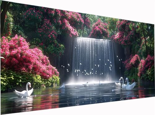 5D Diamond Painting Rivers Diamond Painting Erwachsene Groß XXL 300x100cm, DIY Gans Stickerei Cross Stickerei Set, Diamant Malerei Bastelset Erwachsene, Mosaikherstellung, für Deko Wohnzimmer D-4889 von KUEGDUNG