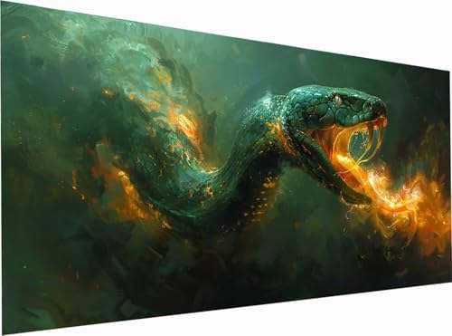5D Diamond Painting Schlange Diamond Painting Erwachsene Groß XXL 300x100cm, DIY Flamme Stickerei Cross Stickerei Set, Diamant Malerei Bastelset Erwachsene, für Deko Wohnzimmer Geschenke L-3505 von KUEGDUNG