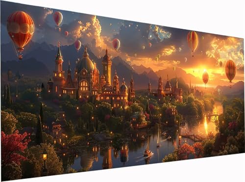 5D Diamond Painting Sonnenuntergang Diamond Painting Erwachsene Groß XXL 300x100cm, DIY HeißLuftballon Stickerei Cross Stickerei Set, Diamant Malerei Bastelset Erwachsene, für Deko Wohnzimmer F-3546 5D Diamond Painting Sonnenuntergang Diamond Painting Erwachsene Groß XXL 300x100cm, DIY HeißLuftballon Stickerei Cross Stickerei Set, Diamant Malerei Bastelset Erwachsene, für Deko Wohnzimmer F-3546 von KUEGDUNG