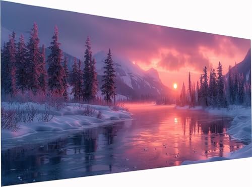 5D Diamond Painting Sonnenuntergang Diamond Painting Erwachsene Groß XXL 300x100cm, DIY Landschaft Stickerei Cross Stickerei Set, Diamant Malerei Bastelset Erwachsene, für Deko Wohnzimmer 2-5332 von KUEGDUNG