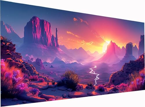 5D Diamond Painting Sonnenuntergang Diamond Painting Erwachsene Groß XXL 300x100cm, DIY Landschaft Stickerei Cross Stickerei Set, Diamant Malerei Bastelset Erwachsene, für Deko Wohnzimmer R-9904 von KUEGDUNG