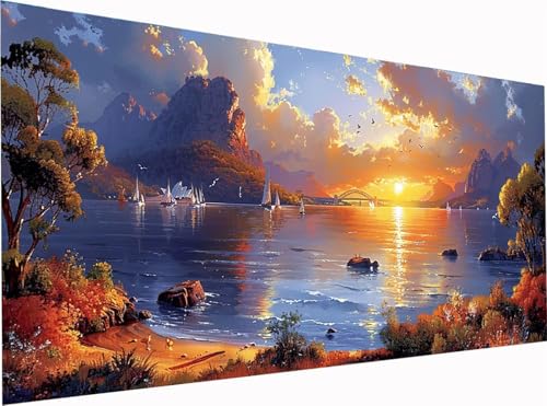 5D Diamond Painting Sonnenuntergang Diamond Painting Erwachsene Groß XXL 90x45cm, DIY Landschaft Stickerei Cross Stickerei Set, Diamant Malerei Bastelset Erwachsene, für Deko Wohnzimmer 7-4971 5D Diamond Painting Sonnenuntergang Diamond Painting Erwachsene Groß XXL 90x45cm, DIY Landschaft Stickerei Cross Stickerei Set, Diamant Malerei Bastelset Erwachsene, für Deko Wohnzimmer 7-4971 von KUEGDUNG