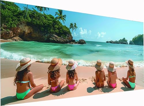 5D Diamond Painting Strand Diamond Painting Erwachsene Groß XXL 300x100cm, DIY Landschaft Stickerei Cross Stickerei Set, Diamant Malerei Bastelset Erwachsene, für Deko Wohnzimmer Geschenke 1-7285 von KUEGDUNG