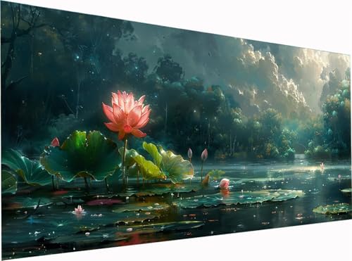 5D Diamond Painting Teich Diamond Painting Erwachsene Groß XXL 300x100cm, DIY Landschaft Stickerei Cross Stickerei Set, Diamant Malerei Bastelset Erwachsene, für Deko Wohnzimmer Geschenke R-1025 von KUEGDUNG