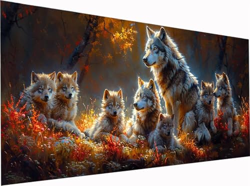 5D Diamond Painting Wolf Diamond Painting Erwachsene Groß XXL 300x100cm, DIY Tier Stickerei Cross Stickerei Set, Diamant Malerei Bastelset Erwachsene, Mosaikherstellung, für Deko Wohnzimmer S-7623 5D Diamond Painting Wolf Diamond Painting Erwachsene Groß XXL 300x100cm, DIY Tier Stickerei Cross Stickerei Set, Diamant Malerei Bastelset Erwachsene, Mosaikherstellung, für Deko Wohnzimmer S-7623 von KUEGDUNG