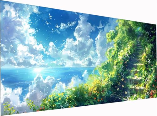 5D Diamond Painting Wolke Diamond Painting Erwachsene Groß XXL 80x40cm, DIY Landschaft Stickerei Cross Stickerei Set, Diamant Malerei Bastelset Erwachsene, für Deko Wohnzimmer Geschenke 8-4471 von KUEGDUNG