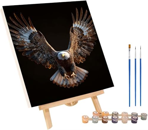 Adler Malen Nach Zahlen Erwachsene mit Rahmen, Malen Nach Zahlen Tier, DIY Set Erwachsene, Paint by Numbers Set mit Pinseln und Acrylfarben, Deko Wohnzimmer, Geschenke für Frauen 30x40cm I-8986 von KUEGDUNG