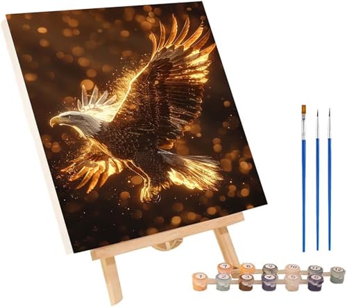 Adler Malen Nach Zahlen Erwachsene mit Rahmen, Malen Nach Zahlen Vogel, DIY Set Erwachsene, Paint by Numbers Set mit Pinseln und Acrylfarben, Deko Wohnzimmer, Geschenke für Frauen 100x130cm U-8214 von KUEGDUNG