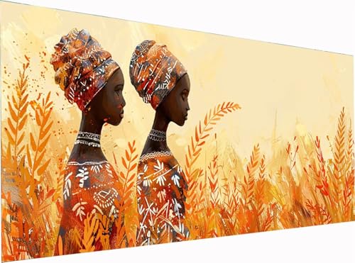 Afrikanische Frau Diamond Painting Erwachsene Groß XXL 160x80cm, 5D Diamant Painting Bilder Pflanzen, DIY Stickerei Cross Stickerei Bastelset Erwachsene, Diamant Malerei für Deko Wohnzimmer V-2222 von KUEGDUNG