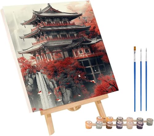 Architektur Malen Nach Zahlen Erwachsene mit Rahmen, Malen Nach Zahlen Baum, DIY Set Erwachsene, Paint by Numbers Set mit Pinseln und Acrylfarben, Deko Wohnzimmer, Geschenke für Frauen 70x95cm 6-1657 von KUEGDUNG