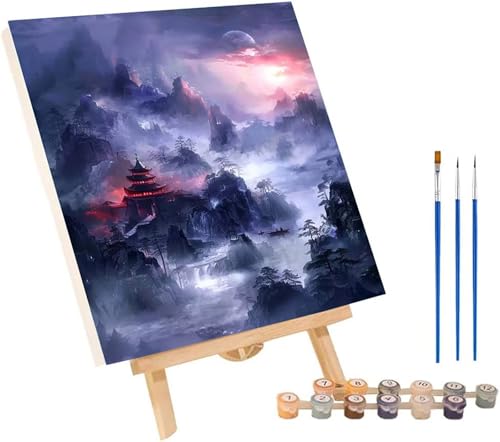 Architektur Malen Nach Zahlen Erwachsene mit Rahmen, Malen Nach Zahlen Berg, DIY Set Erwachsene, Paint by Numbers Set mit Pinseln und Acrylfarben, Deko Wohnzimmer, Geschenke für Frauen 100x130cm S-840 von KUEGDUNG