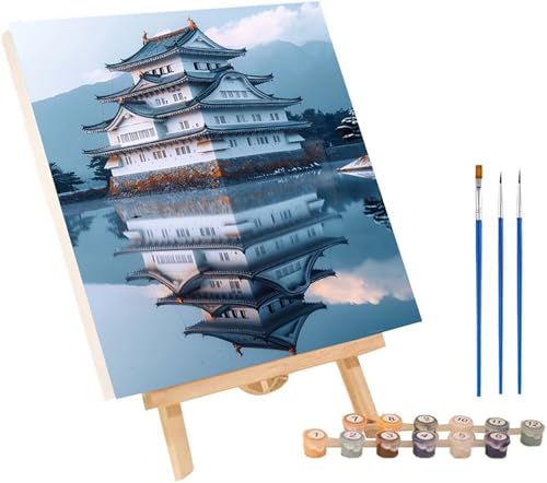 Architektur Malen Nach Zahlen Erwachsene mit Rahmen, Malen Nach Zahlen Rivers, DIY Set Erwachsene, Paint by Numbers Set mit Pinseln und Acrylfarben, Deko Wohnzimmer, Geschenke für Frauen 30x40cm V-422 von KUEGDUNG