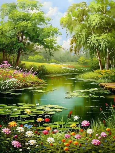Baum Malen Nach Zahlen Erwachsene, Teich Malen Nach Zahlen, DIY Handgemalt Ölgemälde Kit Mit 3 Pinseln und Acrylfarbe, Paint by Numbers Bastelset Erwachsene für Deko Wohnzimmer 100x130cm A-2997 Baum Malen Nach Zahlen Erwachsene, Teich Malen Nach Zahlen, DIY Handgemalt Ölgemälde Kit Mit 3 Pinseln und Acrylfarbe, Paint by Numbers Bastelset Erwachsene für Deko Wohnzimmer 100x130cm A-2997 von KUEGDUNG