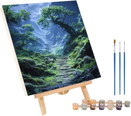 Baum Malen Nach Zahlen Erwachsene mit Rahmen, Malen Nach Zahlen Landschaft, DIY Set Erwachsene, Paint by Numbers Set mit Pinseln und Acrylfarben, Deko Wohnzimmer, Geschenke für Frauen 30x40cm 0-6659 von KUEGDUNG