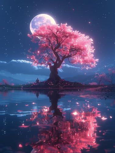 Baum Malen Nach Zahlen Erwachsene mit Rahmen, Malen Nach Zahlen Mond, DIY Set Erwachsene, Paint by Numbers Set mit Pinseln und Acrylfarben, Deko Wohnzimmer, Geschenke für Frauen 70x95cm Q-3290 Baum Malen Nach Zahlen Erwachsene mit Rahmen, Malen Nach Zahlen Mond, DIY Set Erwachsene, Paint by Numbers Set mit Pinseln und Acrylfarben, Deko Wohnzimmer, Geschenke für Frauen 70x95cm Q-3290 von KUEGDUNG