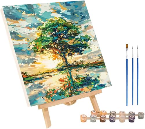 Baum Malen Nach Zahlen Erwachsene mit Rahmen, Malen Nach Zahlen Rivers, DIY Set Erwachsene, Paint by Numbers Set mit Pinseln und Acrylfarben, Deko Wohnzimmer, Geschenke für Frauen 100x130cm 2-5273 von KUEGDUNG