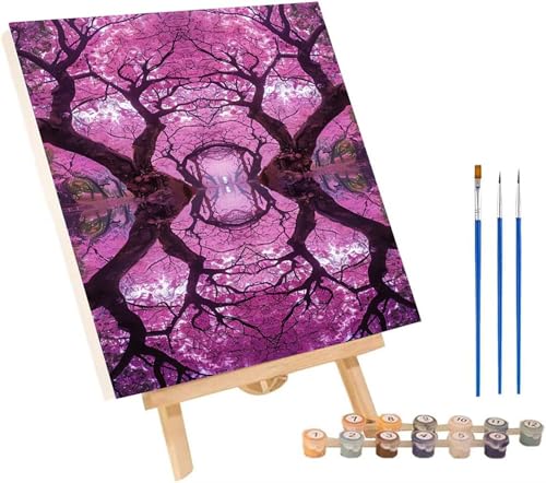 Baum Malen Nach Zahlen Erwachsene mit Rahmen, Malen Nach Zahlen Rivers, DIY Set Erwachsene, Paint by Numbers Set mit Pinseln und Acrylfarben, Deko Wohnzimmer, Geschenke für Frauen 40x50cm D-4120 von KUEGDUNG