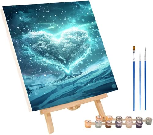 Baum Malen Nach Zahlen Erwachsene mit Rahmen, Malen Nach Zahlen Schneeszene, DIY Set Erwachsene, Paint by Numbers Set mit Pinseln und Acrylfarben, Deko Wohnzimmer, Geschenke für Frauen 30x40cm 4-5308 von KUEGDUNG