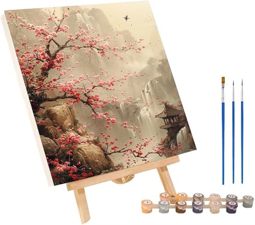 Baum Malen Nach Zahlen Erwachsene mit Rahmen, Malen Nach Zahlen Vogel, DIY Set Erwachsene, Paint by Numbers Set mit Pinseln und Acrylfarben, Deko Wohnzimmer, Geschenke für Frauen 30x40cm Y-9895 von KUEGDUNG