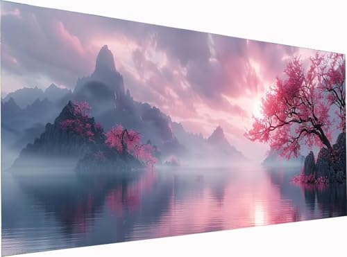 Berg Diamond Painting Erwachsene Groß XXL 300x100cm, 5D Diamant Painting Bilder Baum, DIY Stickerei Cross Stickerei Bastelset Erwachsene, Full Drill Diamant Malerei für Deko Wohnzimmer Geschenke G-892 von KUEGDUNG