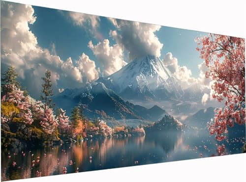 Berg Diamond Painting Erwachsene Groß XXL 300x100cm, 5D Diamant Painting Bilder Landschaft, DIY Stickerei Cross Stickerei Bastelset Erwachsene, Full Drill Diamant Malerei für Deko Wohnzimmer 5-2856 von KUEGDUNG