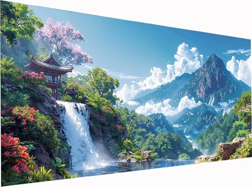 Berg Diamond Painting Erwachsene Groß XXL 300x100cm, 5D Diamant Painting Bilder Landschaft, DIY Stickerei Cross Stickerei Bastelset Erwachsene, Full Drill Diamant Malerei für Deko Wohnzimmer S-7952 von KUEGDUNG