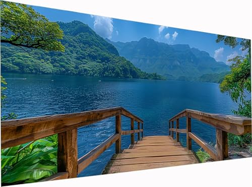 Berg Diamond Painting Erwachsene Groß XXL 300x100cm, 5D Diamant Painting Bilder See, DIY Stickerei Cross Stickerei Bastelset Erwachsene, Full Drill Diamant Malerei für Deko Wohnzimmer Geschenke 5-9306 von KUEGDUNG