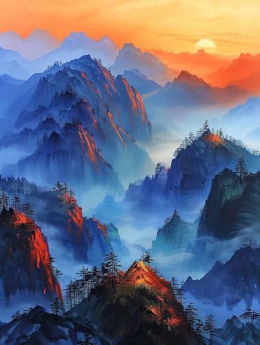 Berg Malen Nach Zahlen Erwachsene mit Rahmen, Malen Nach Zahlen Sonnenuntergang, DIY Set Erwachsene, Paint by Numbers Set mit Pinseln und Acrylfarben, Deko Wohnzimmer Geschenke 100x130cm P-1816 Berg Malen Nach Zahlen Erwachsene mit Rahmen, Malen Nach Zahlen Sonnenuntergang, DIY Set Erwachsene, Paint by Numbers Set mit Pinseln und Acrylfarben, Deko Wohnzimmer Geschenke 100x130cm P-1816 von KUEGDUNG