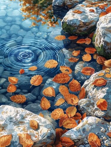 BläTter Malen Nach Zahlen Erwachsene mit Rahmen, Malen Nach Zahlen Rivers, DIY Set Erwachsene, Paint by Numbers Set mit Pinseln und Acrylfarben, Deko Wohnzimmer, Geschenke für Frauen 100x130cm 8-4267 BläTter Malen Nach Zahlen Erwachsene mit Rahmen, Malen Nach Zahlen Rivers, DIY Set Erwachsene, Paint by Numbers Set mit Pinseln und Acrylfarben, Deko Wohnzimmer, Geschenke für Frauen 100x130cm 8-4267 von KUEGDUNG