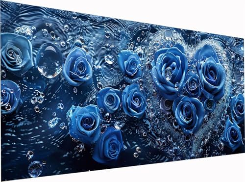 Blume Diamond Painting Erwachsene Groß XXL 300x100cm, 5D Diamant Painting Bilder Rose, DIY Stickerei Cross Stickerei Bastelset Erwachsene, Full Drill Diamant Malerei für Deko Wohnzimmer T-2519 von KUEGDUNG