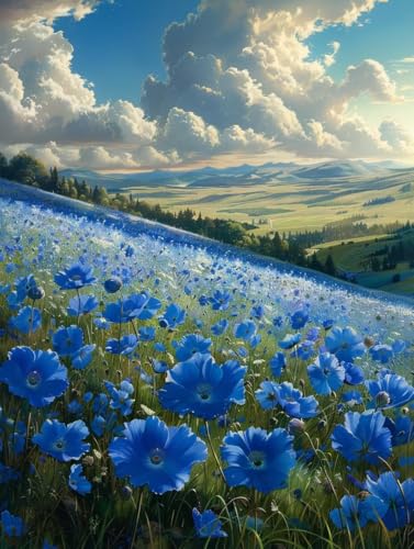 Blume Malen Nach Zahlen Erwachsene mit Rahmen, Malen Nach Zahlen Landschaft, DIY Set Erwachsene, Paint by Numbers Set mit Pinseln und Acrylfarben, Deko Wohnzimmer, Geschenke für Frauen 50x65cm 5-5505 von KUEGDUNG
