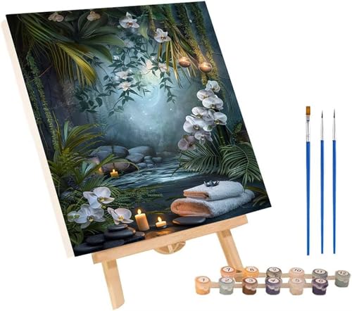 Blume Malen Nach Zahlen Erwachsene mit Rahmen, Malen Nach Zahlen Pflanzen, DIY Set Erwachsene, Paint by Numbers Set mit Pinseln und Acrylfarben, Deko Wohnzimmer, Geschenke für Frauen 70x95cm 9-8490 von KUEGDUNG