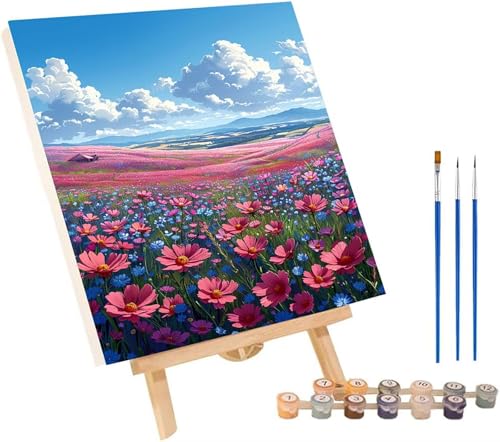 Blume Malen Nach Zahlen Erwachsene mit Rahmen, Malen Nach Zahlen Wolke, DIY Set Erwachsene, Paint by Numbers Set mit Pinseln und Acrylfarben, Deko Wohnzimmer, Geschenke für Frauen 100x130cm 0-7867 von KUEGDUNG
