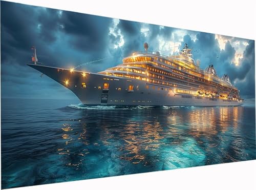 Boot Diamond Painting Erwachsene Groß XXL 300x100cm, 5D Diamant Painting Bilder Landschaft, DIY Stickerei Cross Stickerei Bastelset Erwachsene, Full Drill Diamant Malerei für Deko Wohnzimmer 3-2665 von KUEGDUNG
