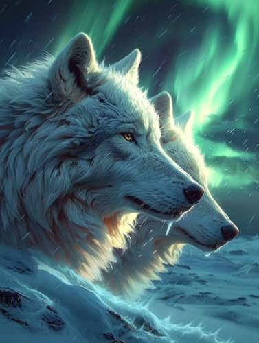 Diamond Painting Aurora Diamond Painting Kinder, 5D Wolf Bastelset Erwachsene, Mosaikherstellung, DIY Vollbohrer Diamanten Malerei Stickerei Kreuzstich Set für Deko Wohnzimmer 100x130cm 4-3550 von KUEGDUNG